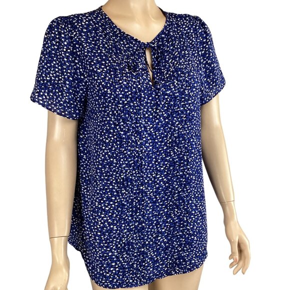 Carolina Belle Top Small Womens Blue Abstract Print Short Sleeve - Picture 4 of 8